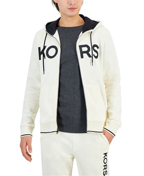 michael kors men's zip front hoodie faux leather sleeves